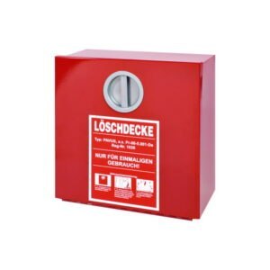 Wall container for fire blanket