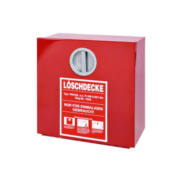 Wall container for fire blanket