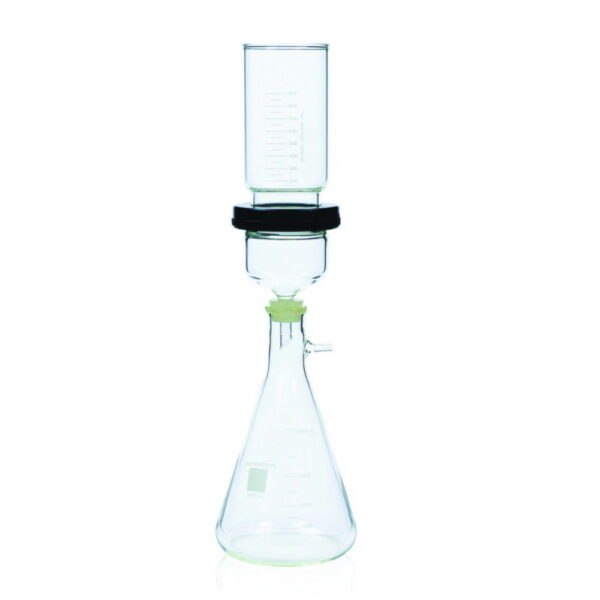 Filtering apparatus with stainless steel support, with screw connection and silicone stopper