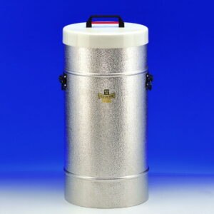 Dewar flasks, cylindrical, aluminium container with side grips