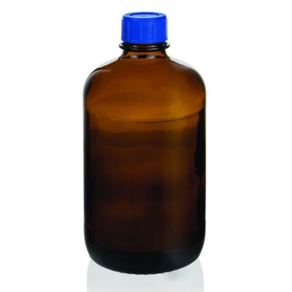 Threaded bottle, soda-lime glass, amber