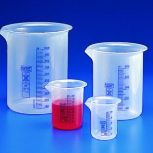 Beakers, PP, low form, blue graduations