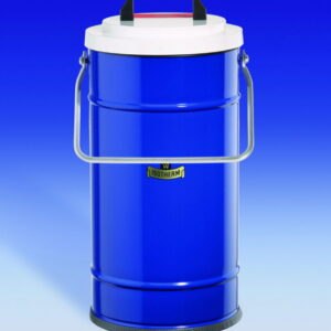 Dewar flasks, cylindrical, metal container with carrying handle