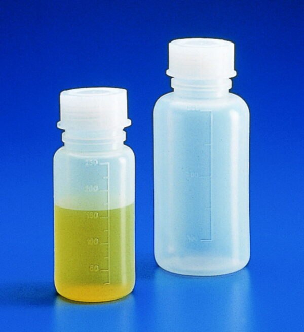 Bottles, wide-mouth, PE, graduated
