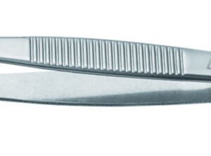Forceps, curved end, stainless steel