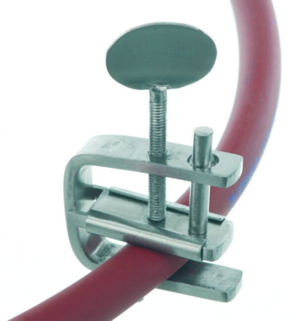 Screw tubing clip, 18/10 steel
