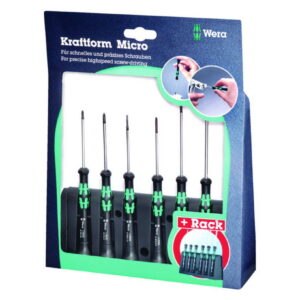 Electronics screwdriver set with rack