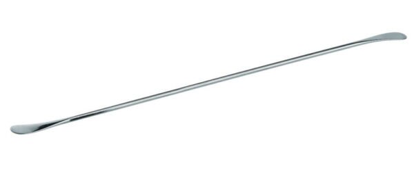 Micro double spatulas, 18/10 steel, round, bent