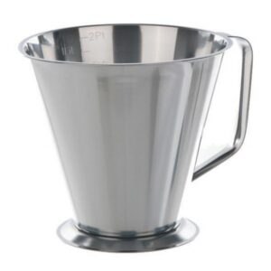 Measuring jugs with handle, stainless steel, conical shape with foot