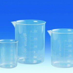 Griffin beakers, PMP, with embossed scale
