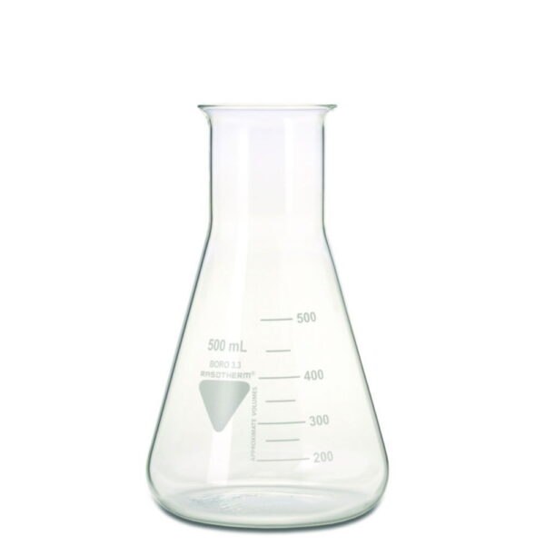 Erlenmeyer flasks, Borosilicate glass 3.3, wide neck