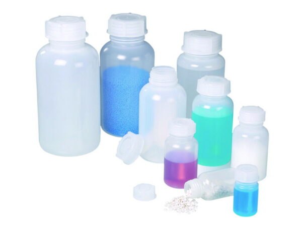 Wide-necked bottle, LDPE, transparent