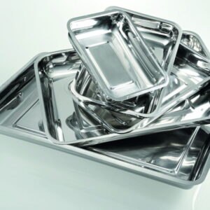 Trays, stainless steel, low form