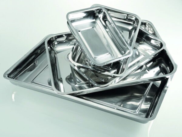 Trays, stainless steel, low form