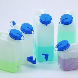 Wide-necked jerrycans, HDPE, with threaded connector