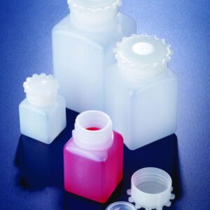 Wide-mouth square bottles with cap, HDPE