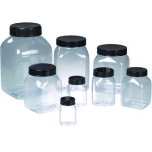 Square wide-mouth containers, PVC, transparent