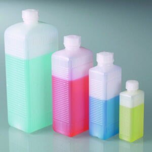 Square bottles with screw cap, HDPE