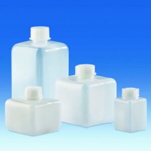 Square bottles, narrow-mouth, HDPE, with screw cap, LDPE