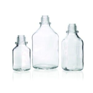 Narrow-mouth square bottles, soda-lime glass
