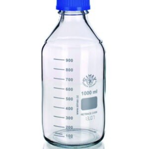 Laboratory bottles, borosilicate glass 3.3, GL45, with blue screw cap