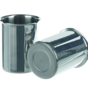 Beakers, stainless steel, with rim and spout