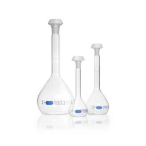 Volumetric flask DURAN®, class A, blue graduated, incl. batch certificate