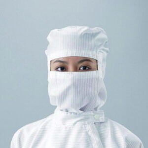 Hoods ASPURE, for cleanroom overalls, Polyester, with integrated mask