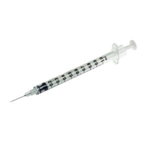 Disposable syringes, 3-piece, PP, sterile, 1 ml, with welded-in needle