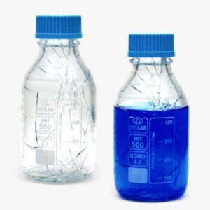 Laboratory bottles, borosilicate glass, coated, clear
