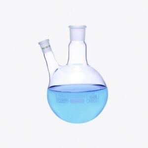 Round bottom flasks with two necks, angled arm, borosilicate glass 3.3