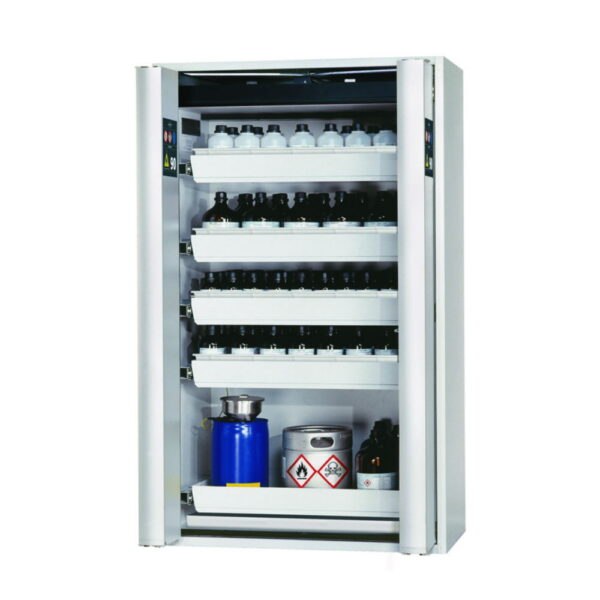 Safety Storage Cabinets S-PHOENIX Vol. 2-90 with Folding Doors, 5 pull-out trays, powder-coated sheet steel