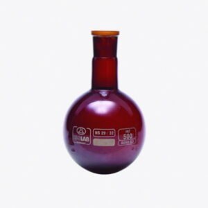 Round bottom flasks with standard ground joint, borosilicate glass 3.3, amber