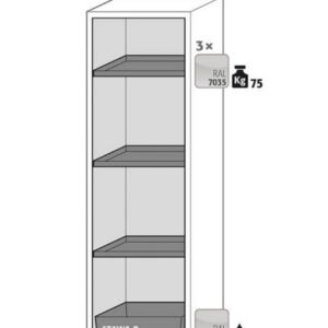 Safety Storage Cabinets S-PHOENIX Vol. 2-90 with Folding Door, 3 shelves, powder-coated sheet steel
