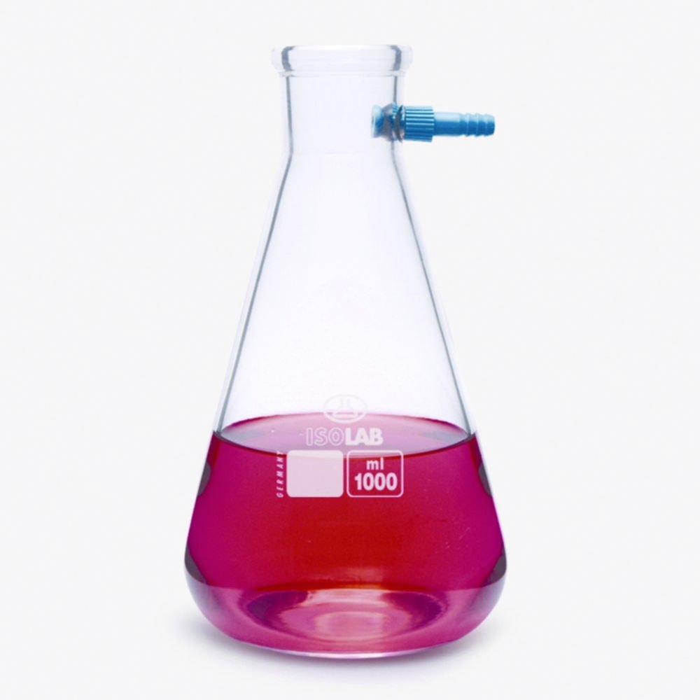 Filter flasks, Erlenmeyer shape, borosilicate glass 3.3, with PP olive