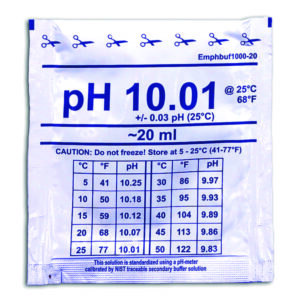 pH buffer solutions, 25 °C