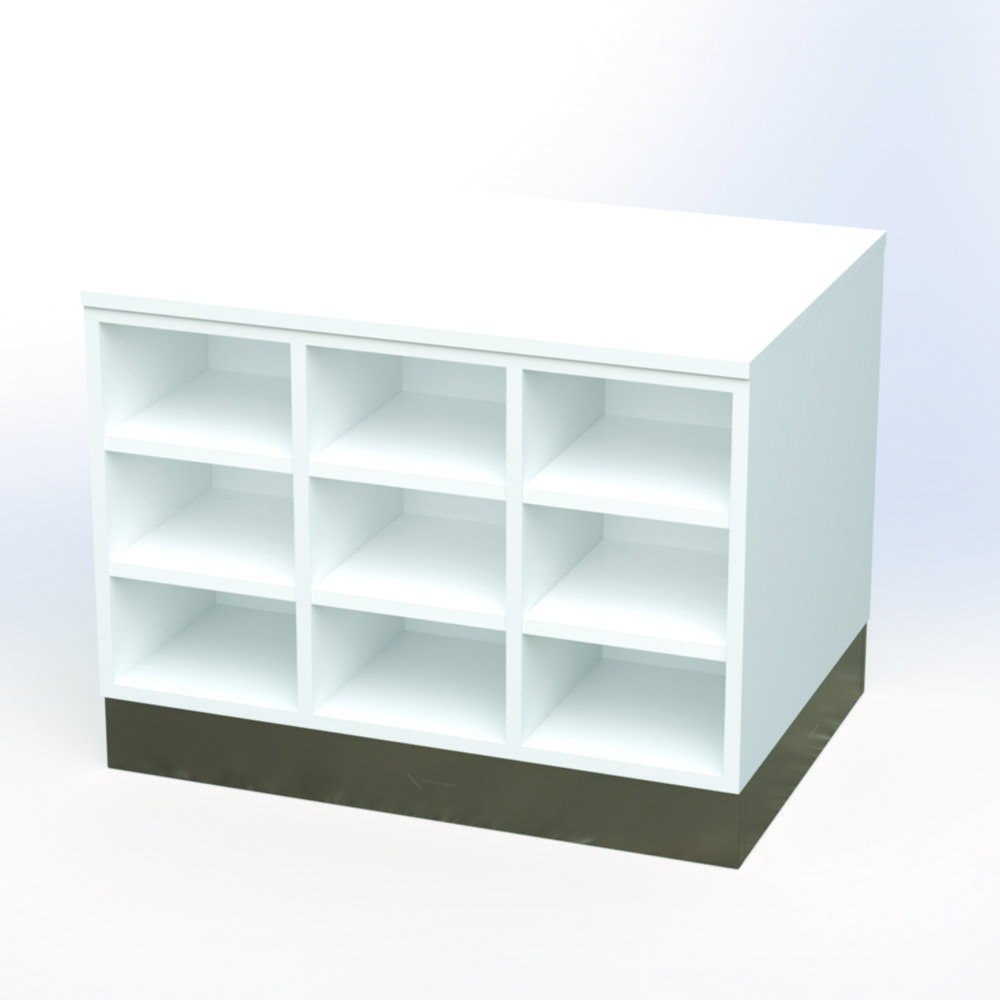 Sit-Over Benches, Melamine, usable on both sides, with stainless steel plinth