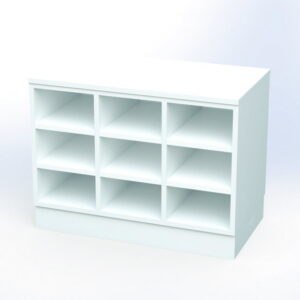 Sit-Over Benches, Melamine, single sided version with Melamine plinth