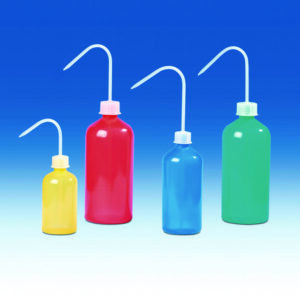 Coloured wash-bottles, narrow-neck, LDPE
